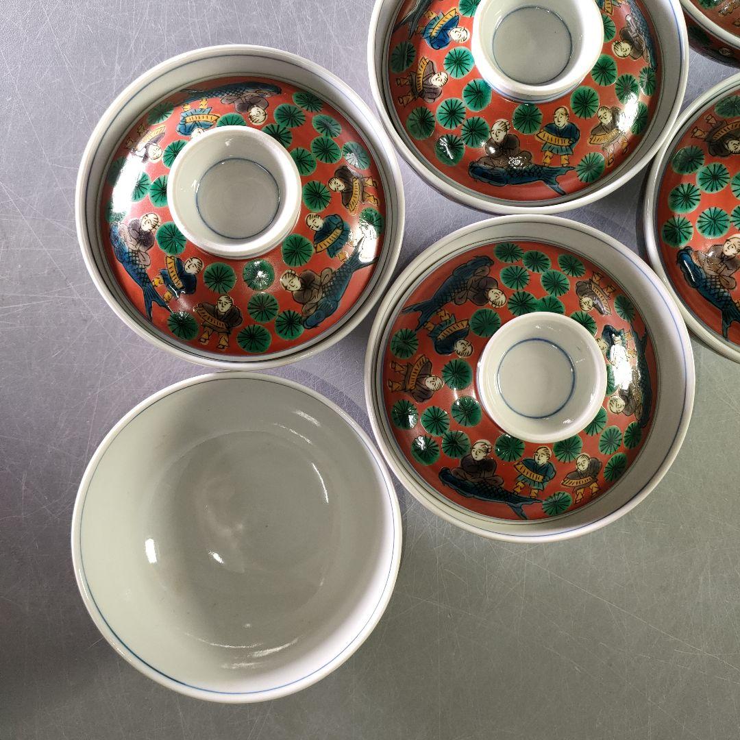 A1230-2/順風堂/九谷木米 造/色絵蓋付飯碗10客・蓋9客/共箱/懐石道具