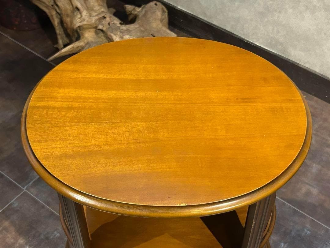 アンティーク　2段チェスト　ラウンドコンソール　クラシック　木彫　猫脚　GZ