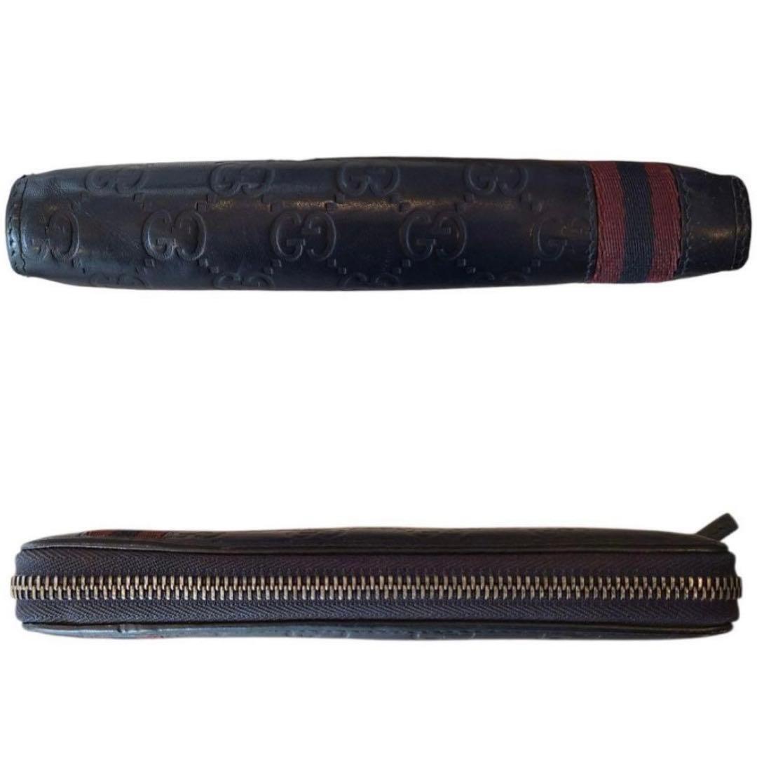 GUCCI　グッチ　長財布　ラウンドファスナー　グッチシマ　シグネチャーウェブ