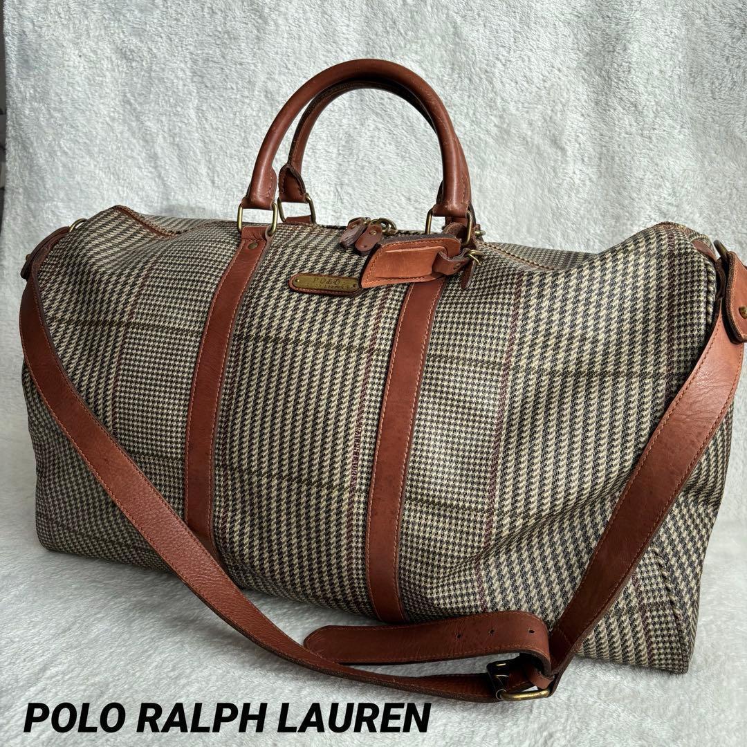 ポロラルフローレン ボストンバッグ 2WAY PVCレザー ブラウン ハンド