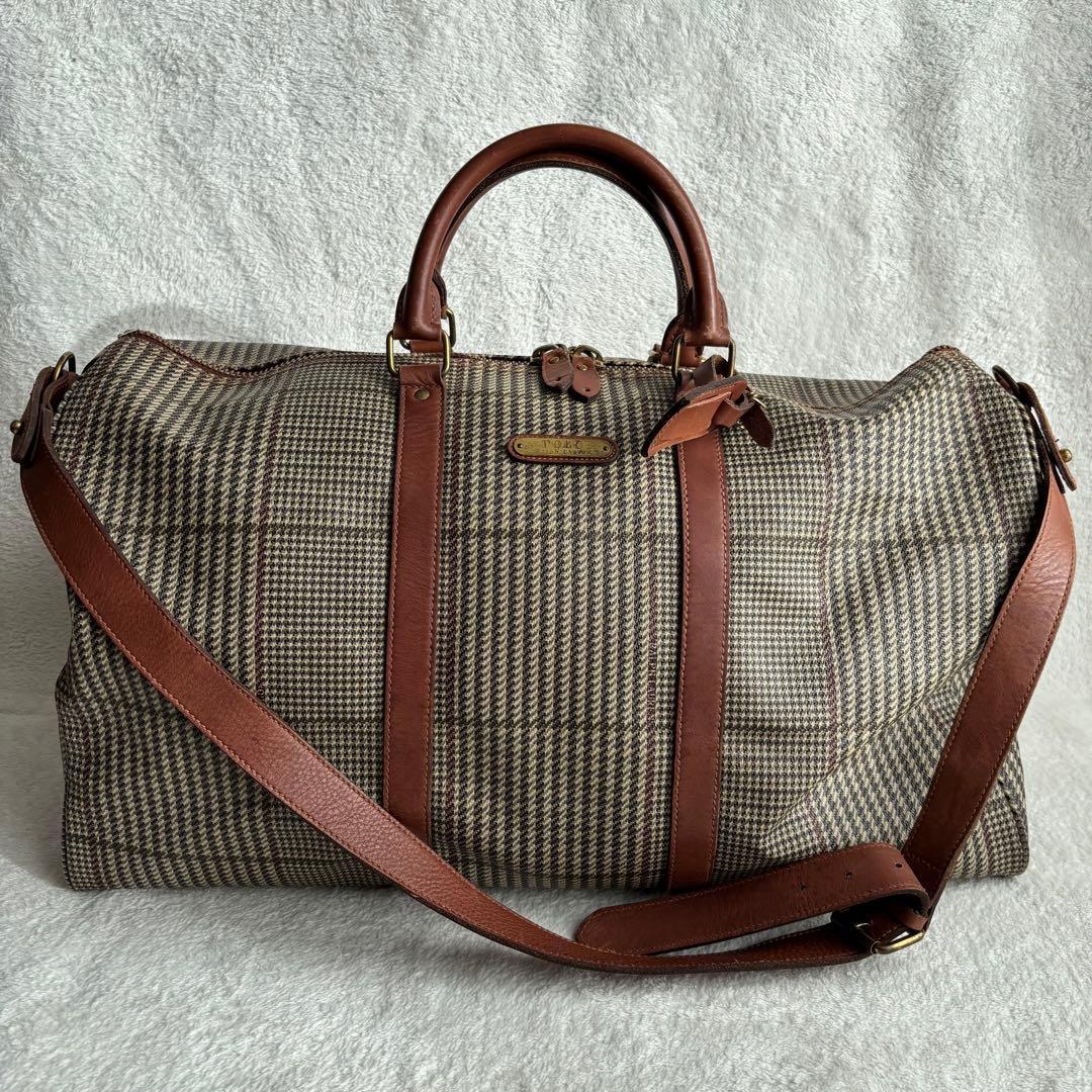 ポロラルフローレン ボストンバッグ 2WAY PVCレザー ブラウン ハンド