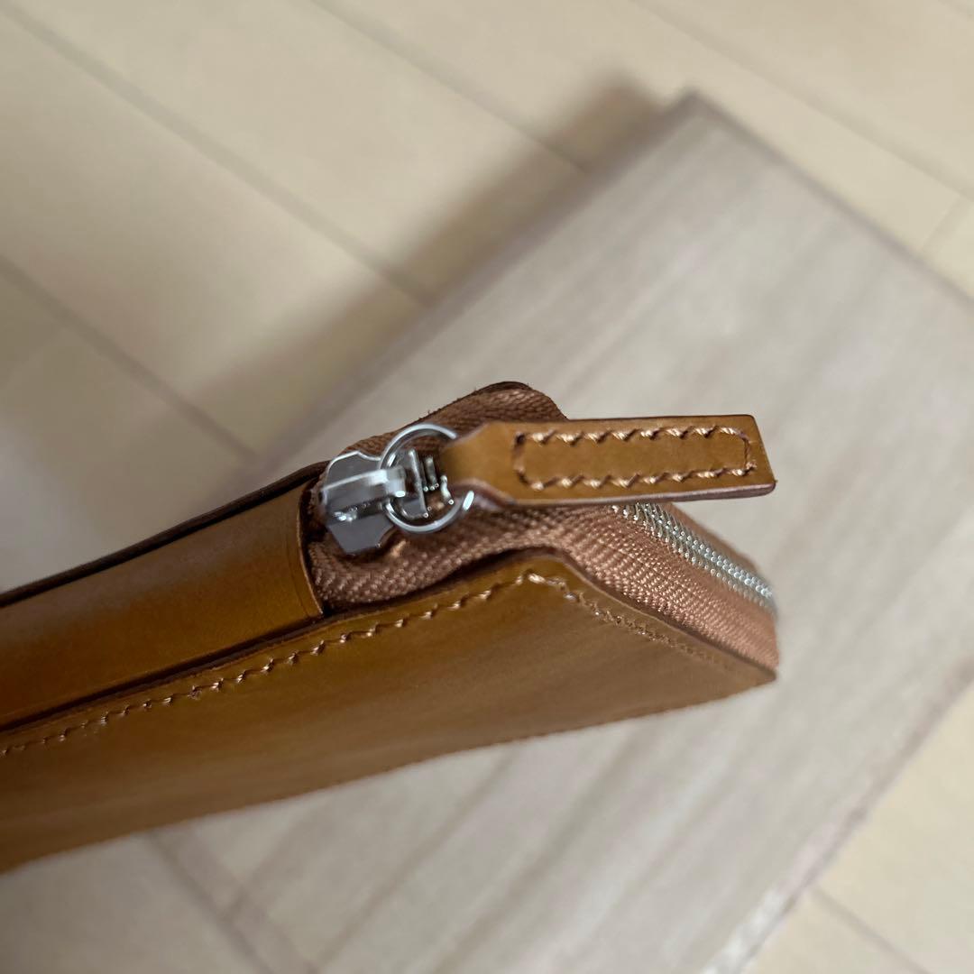 4本挿　ラウンドジップペンケース　レザーペンケース　ヌメ革　バハギア　似　手縫い