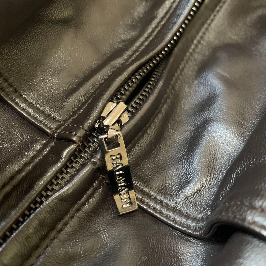 BALMAIN バルマン 羊革 レザージャケット 2L XL ダークブラウン