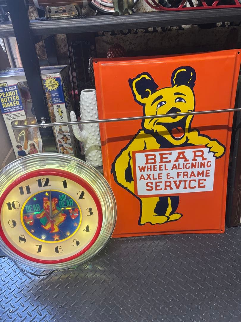 ベアーサービス　スマイルベアー　ビンテージ　看板　掛け時計　ネオン　レトロ