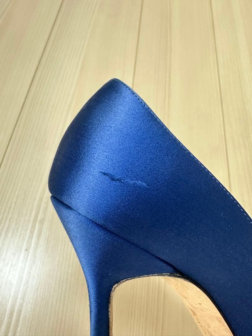 マノロブラニク パンプス ハンギシ ブルー サテン 36 23cm