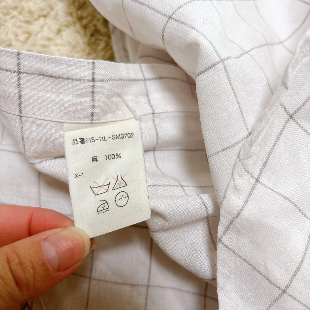 ラルフローレン 90s ヴィンテージ リネン100長袖シャツ ブレイク チェック