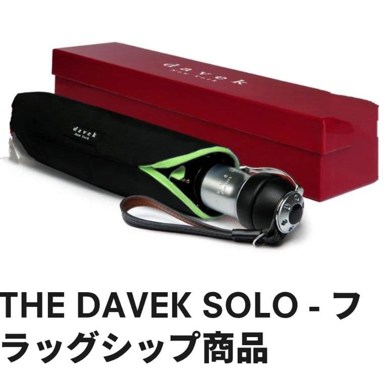 davek Solo 折りたたみ傘 黒/緑⭐️収納ケース付き