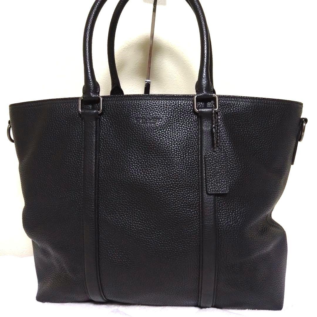 コーチ メトロポリタン トートバッグ ビジネス レザー シボ革 2way 黒