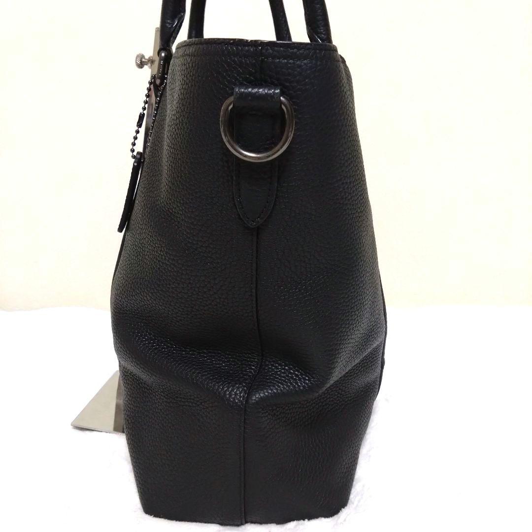 コーチ メトロポリタン トートバッグ ビジネス レザー シボ革 2way 黒