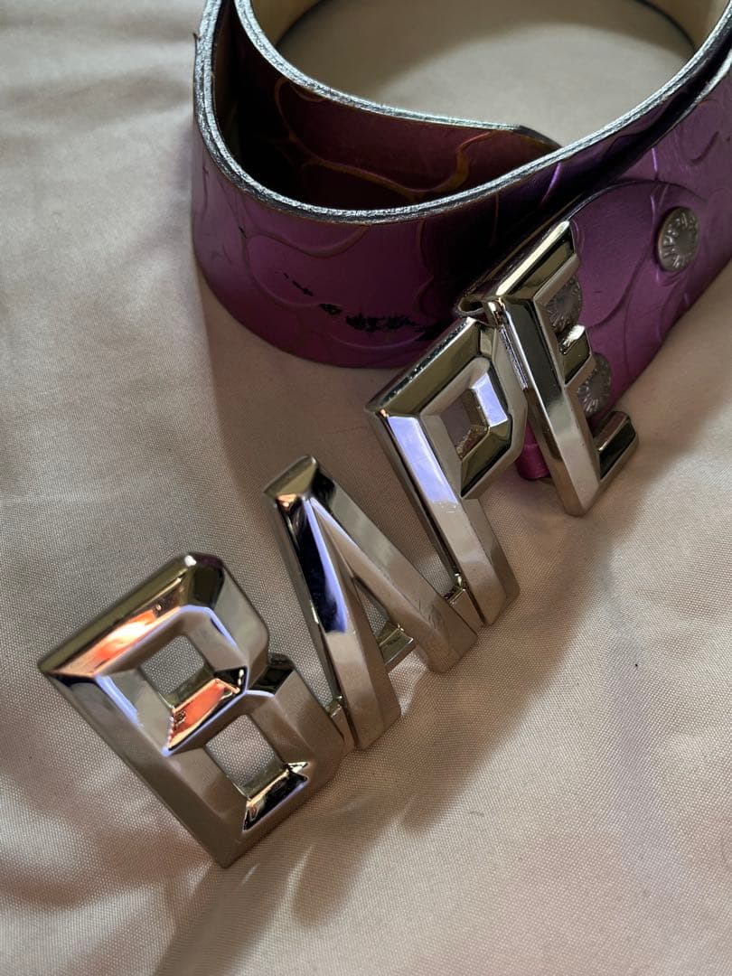BAPE 紫色 本革 ベルト M
