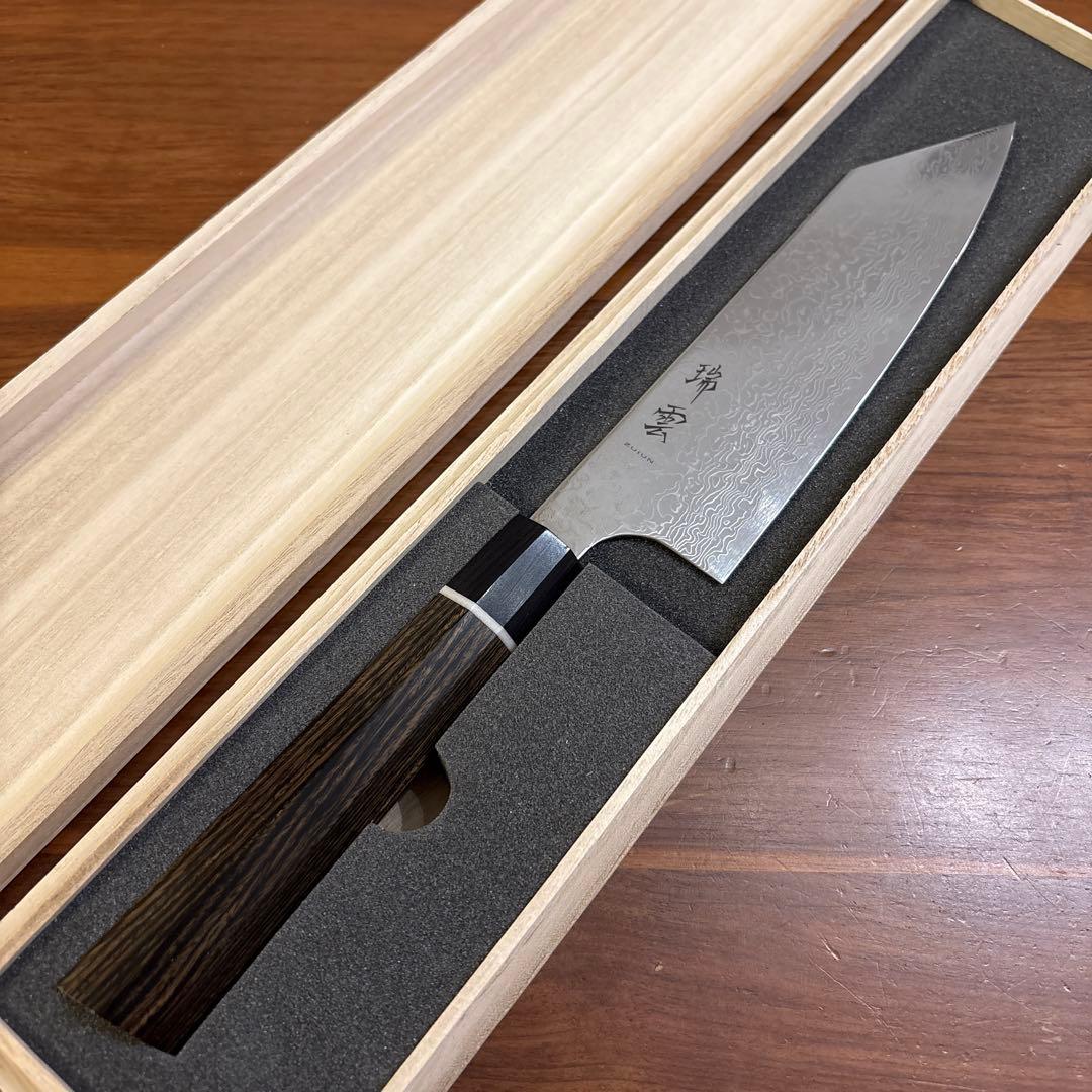 瑞雲 関兼次 ダマスカス 三徳包丁 180mm