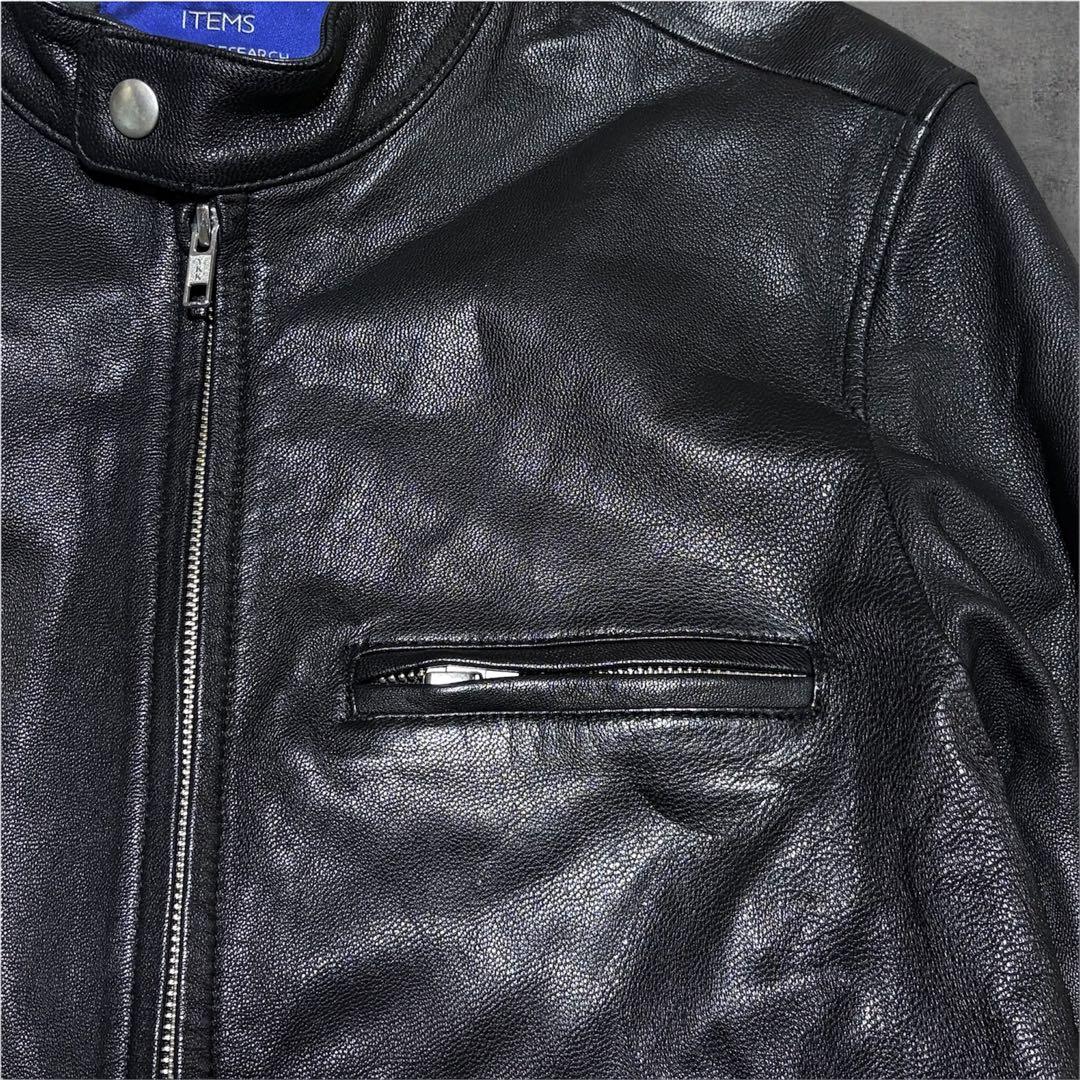 アーバンリサーチ レザージャケット シングルライダース やぎ革 黒 40 L