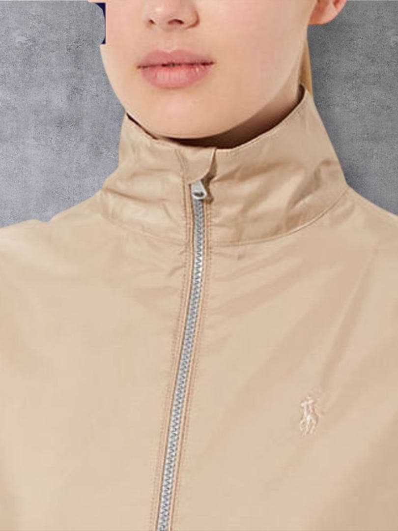 【新品】Polo Golf 刺繍 ナイロンジップベスト ベージュ ポロゴルフ M