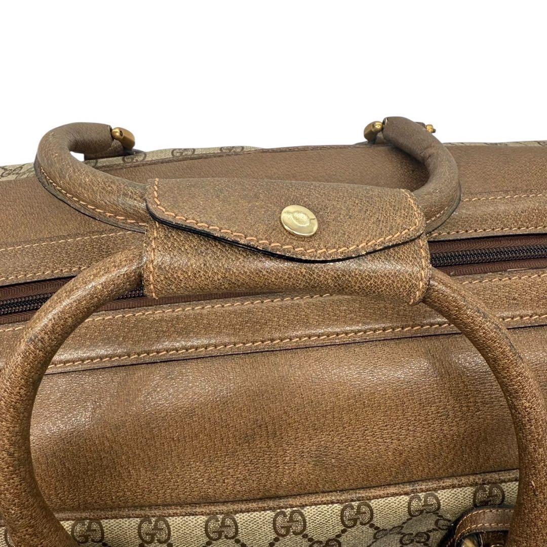 超希少‼️オールドグッチ アクセコ ボストンバッグ GG柄 鍵付 大容量 レザー