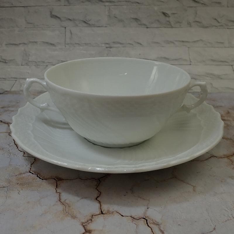 RU-6189 リチャードジノリ　ベッキオホワイト　スープカップ＆ソーサー　ペア