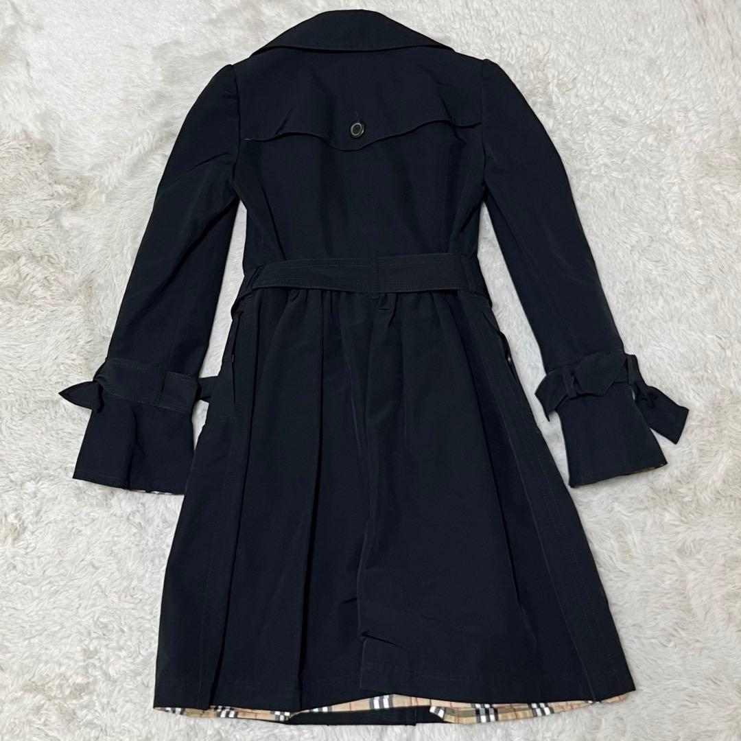 美品　バーバリー　ブルーレーベル　トレンチコート　ノバチェック　ベルト　黒　M