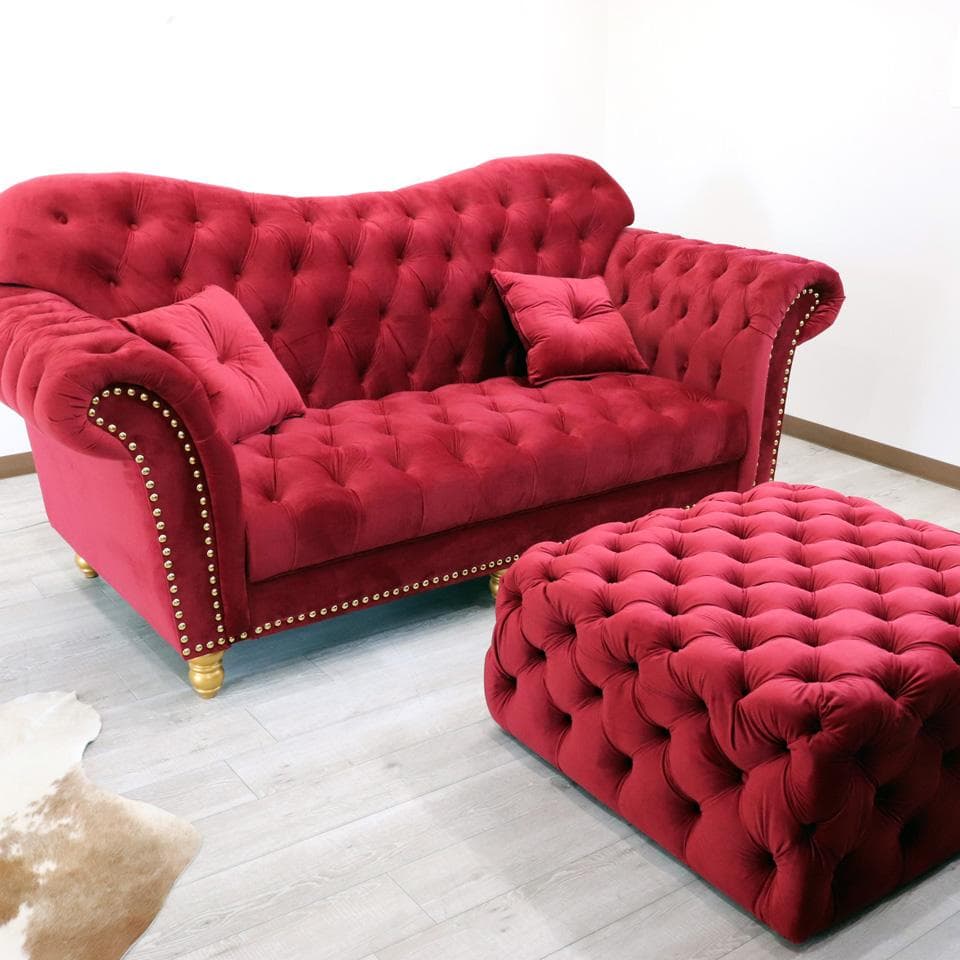 3Pソファ ベルベット レッド デラックスソファ 着脱式