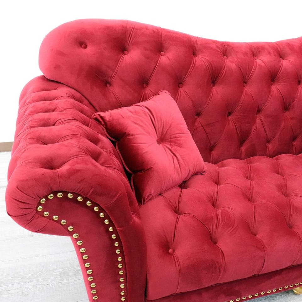 3Pソファ ベルベット レッド デラックスソファ 着脱式