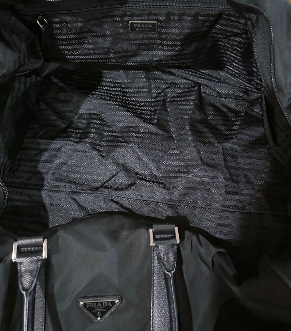 PRADプラダ　ボストンバッグ　三角プレート　ナイロン　ブラック　旅行