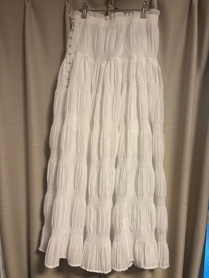 equalment Micro pleats flare skirt ホワイト