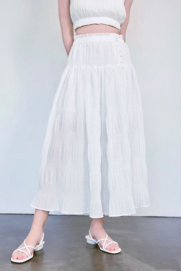 equalment Micro pleats flare skirt ホワイト