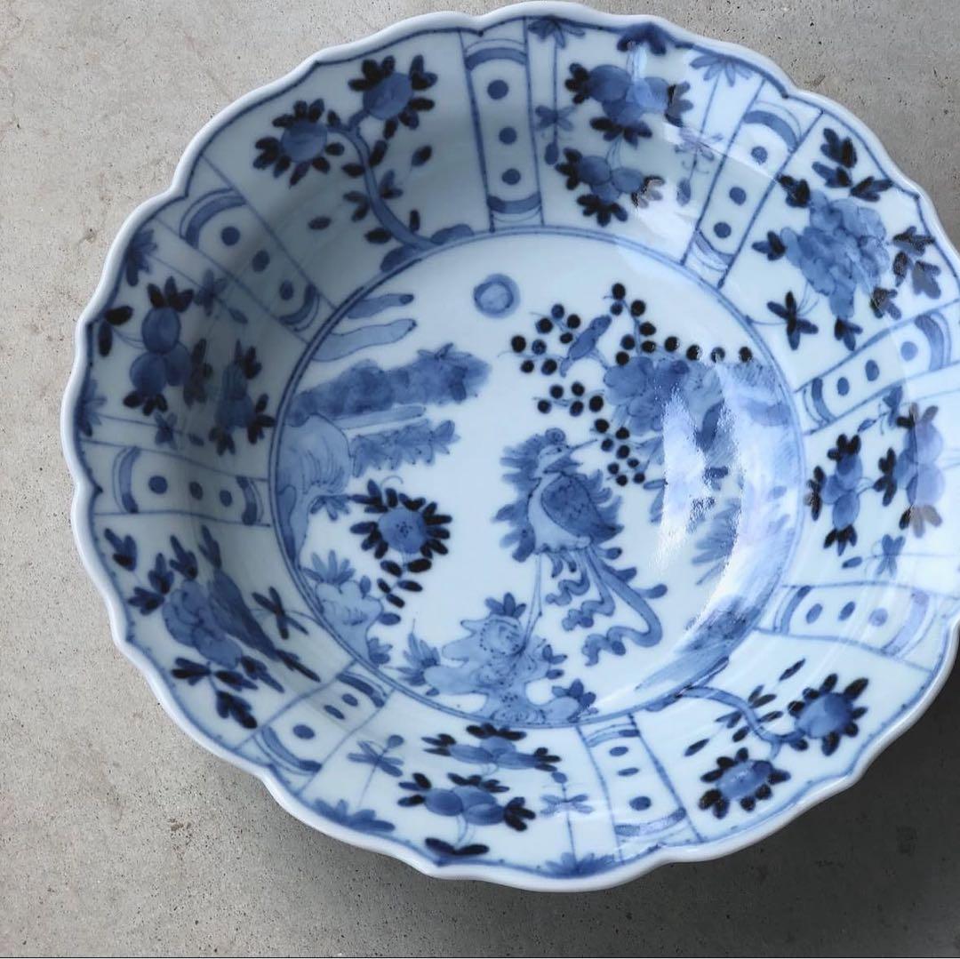 新品 清水なお子さん 芙蓉手花鳥文稜花鉢 2枚