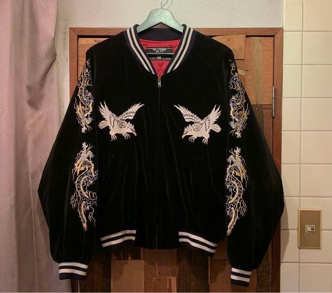 黒ベルベット　ベロア　スカジャン　中綿