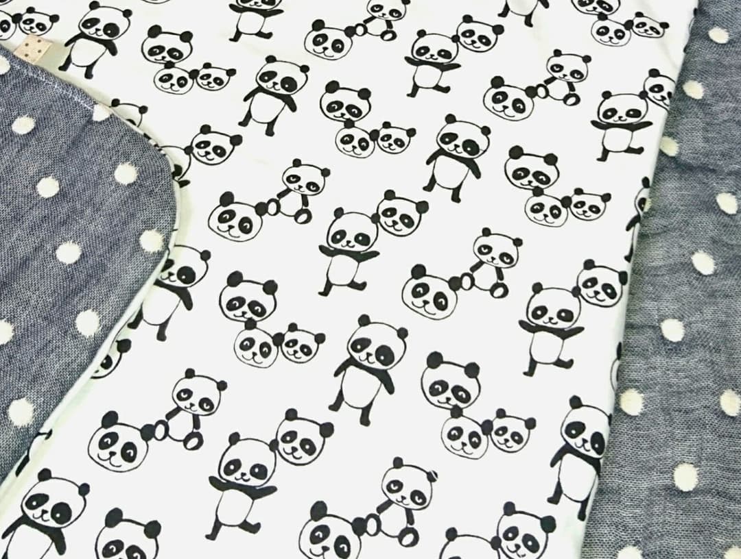 専用❤みかん❤もちもちニット×６重ガーゼ❤中バスタオル❤ぱんだコパンダ❤