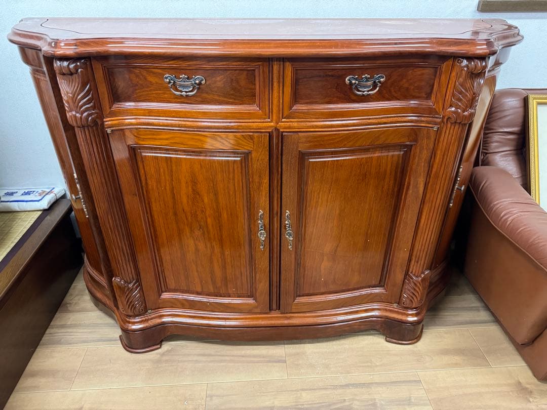 奈良発 アンティーク キャビネット コンソール サイドボード 西洋象嵌クラシック