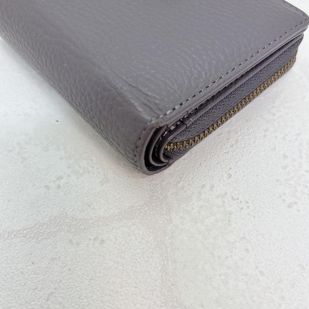 美品✨ラシット 折財布 モノグラムハーフウォレット グレー ラウンドジップ