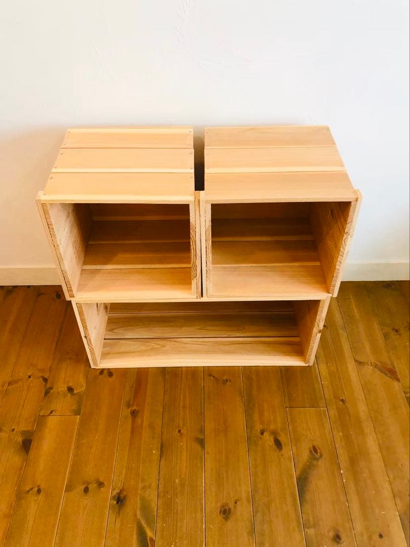 新品 「 りんご箱 1箱」「角箱 木箱 2箱 」/ ウッドボックス ラック 収納