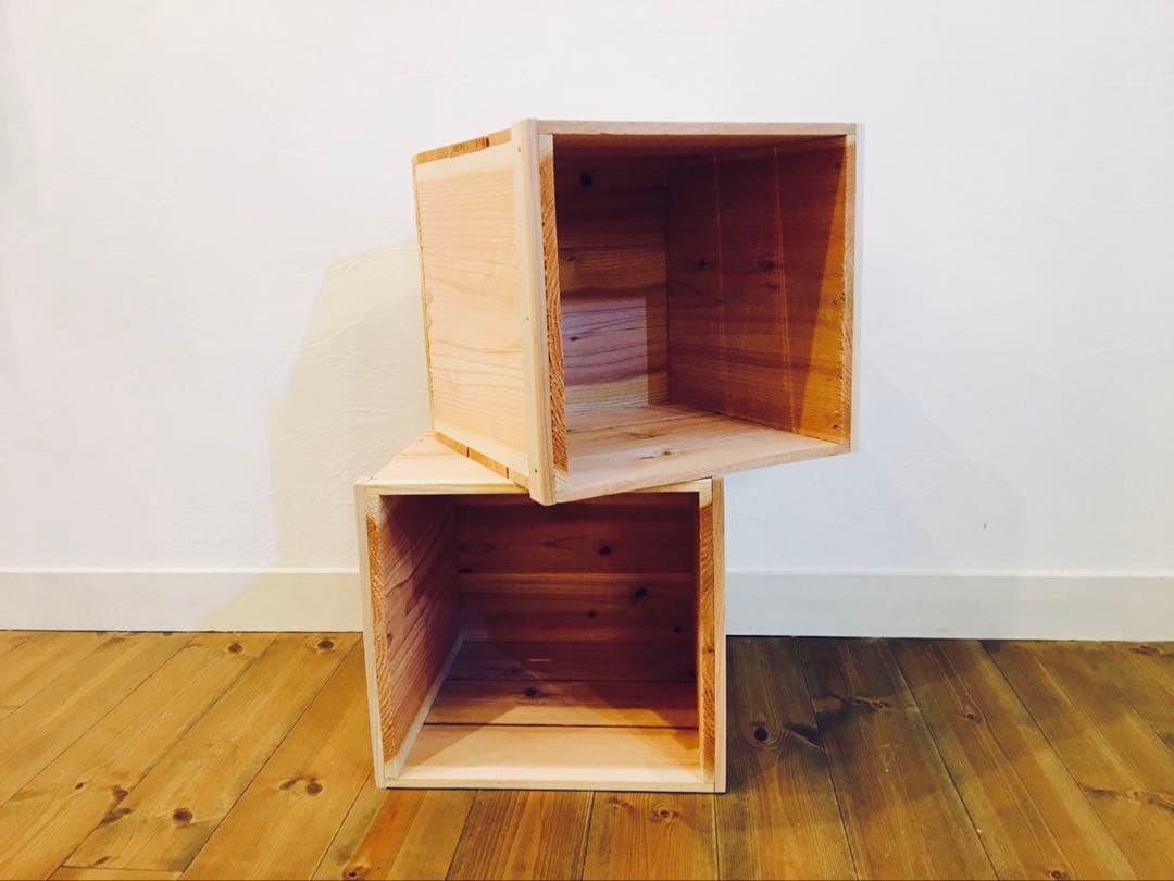 新品 「 りんご箱 1箱」「角箱 木箱 2箱 」/ ウッドボックス ラック 収納