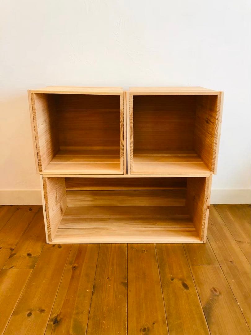 新品 「 りんご箱 1箱」「角箱 木箱 2箱 」/ ウッドボックス ラック 収納