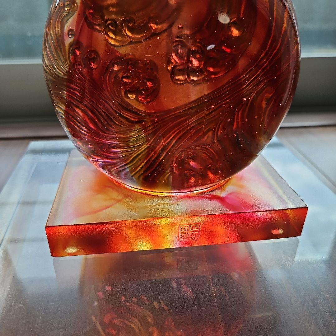 瑠璃工房 龍 辰 瓢箪 波 置物 オブジェ 大きめ 石