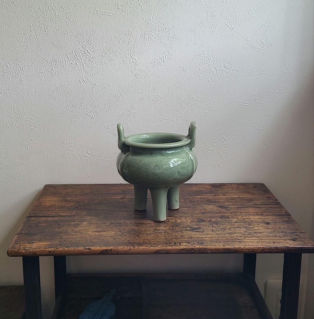 《美品》青磁三足香炉