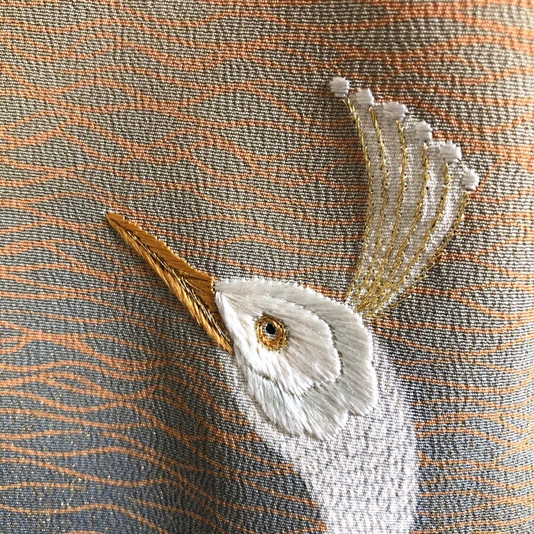 黒留リメイクワンピースドレス　作家もの　孔雀の刺繍と金糸柄　130㎝丈詰め不可