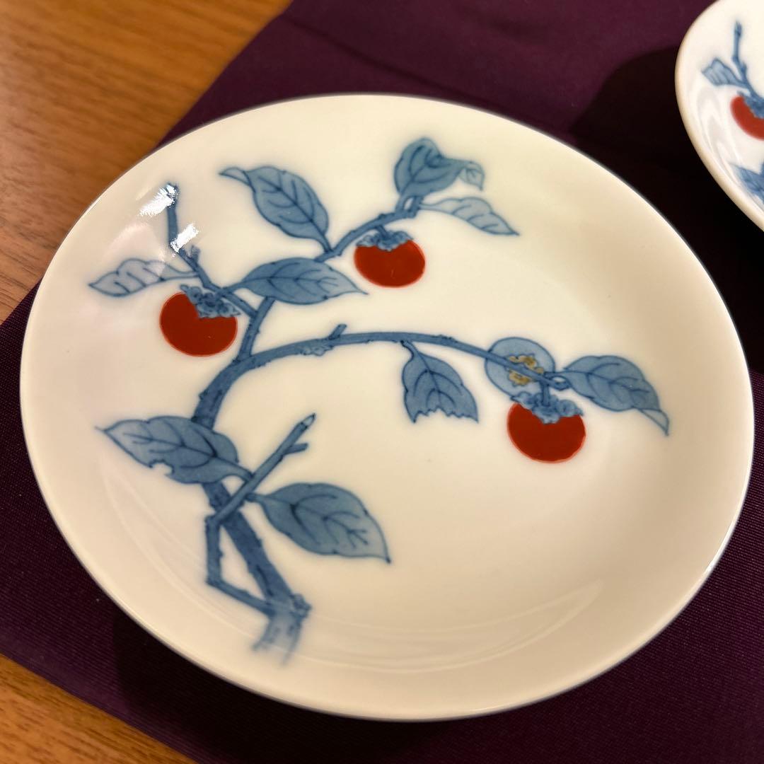 十五代 柿右衛門 染錦 柿文 皿 (小皿) 3枚 共箱