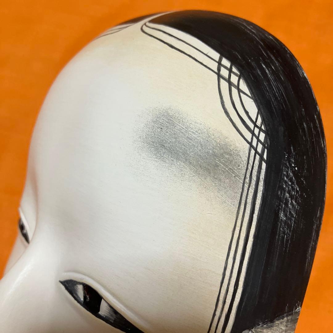 美品　能面　増女　(ますおんな) 木彫り　手彫り　桐箱　能面袋