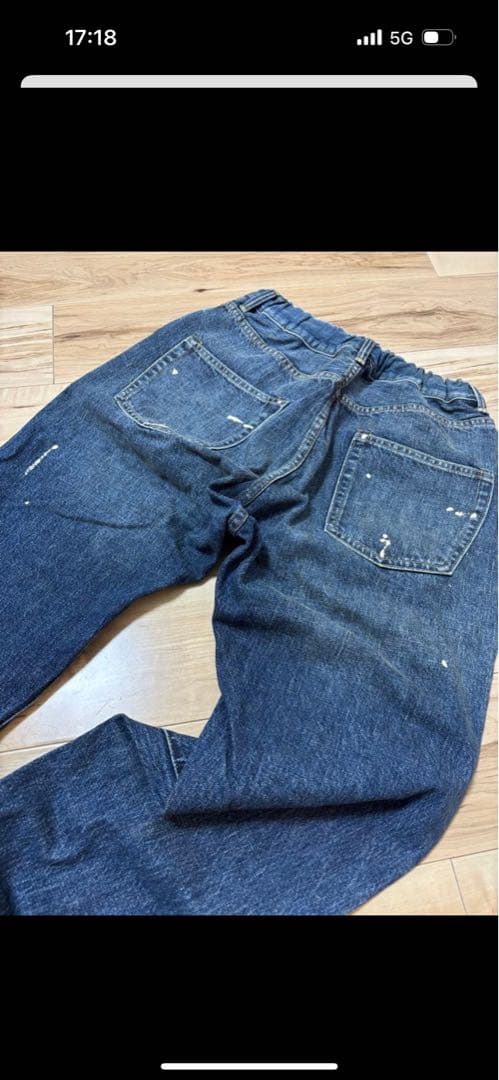 たなとしDENIMDUNGAREE 刺繍ペンキ飛ばしデニムパンツ