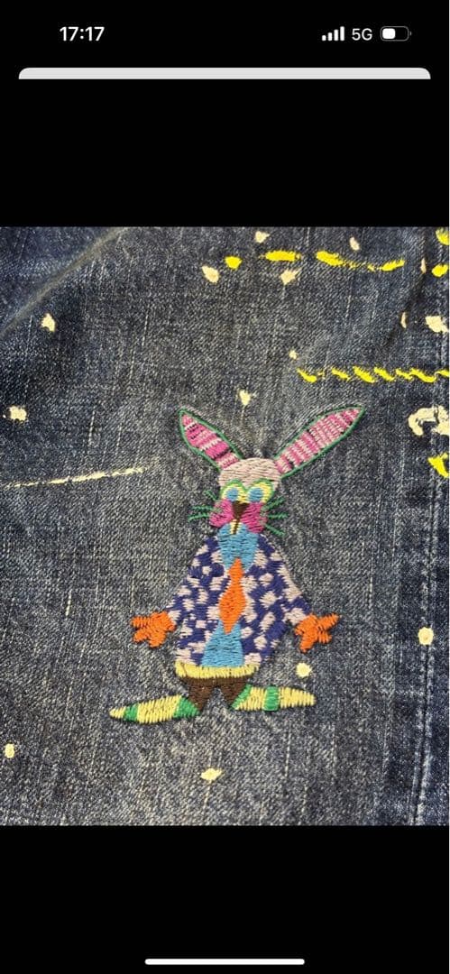 たなとしDENIMDUNGAREE 刺繍ペンキ飛ばしデニムパンツ