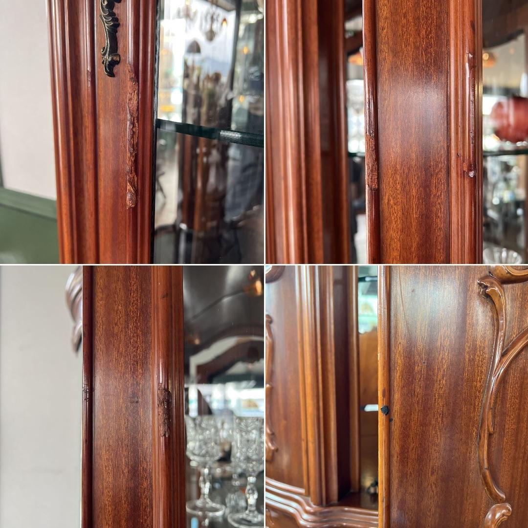 k076 イタリア製 象嵌細工が美しいクラシカル半円キャビネット キュリオケース