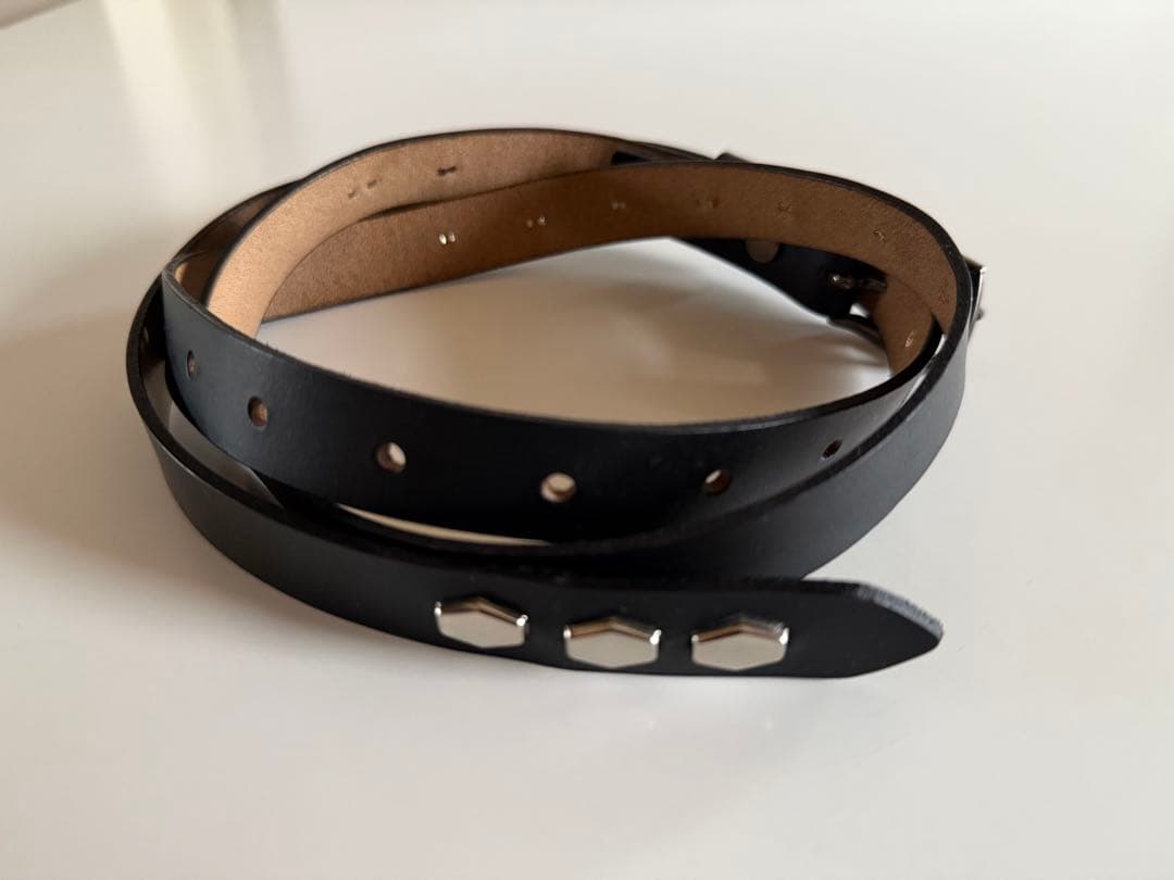 【美品】anytee Narrow Long Belt Black Black