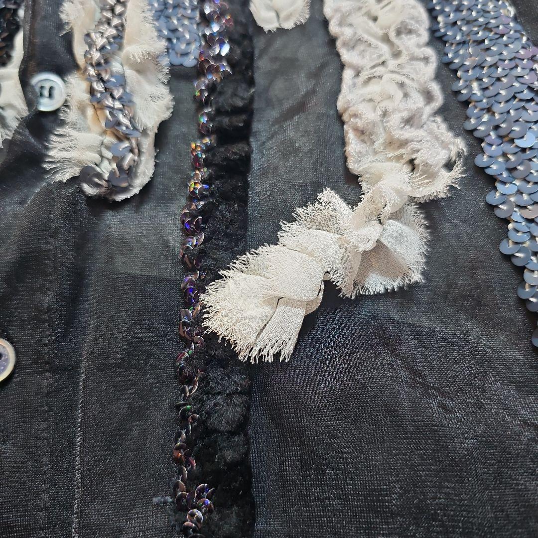 トリココムデギャルソン フリルシアーブラウス 黒 希少 スパンコール