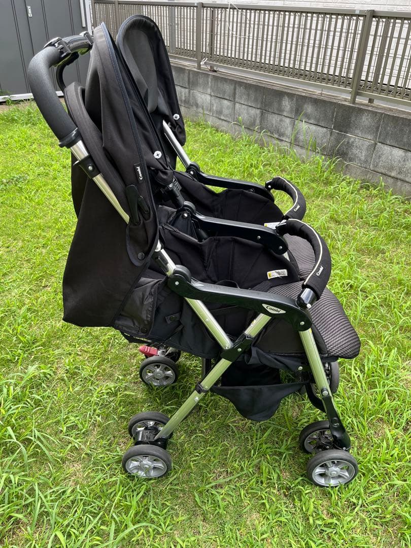 【千葉直接取引のみ】ダブルベビーカー 折りたたみ式 ブラック