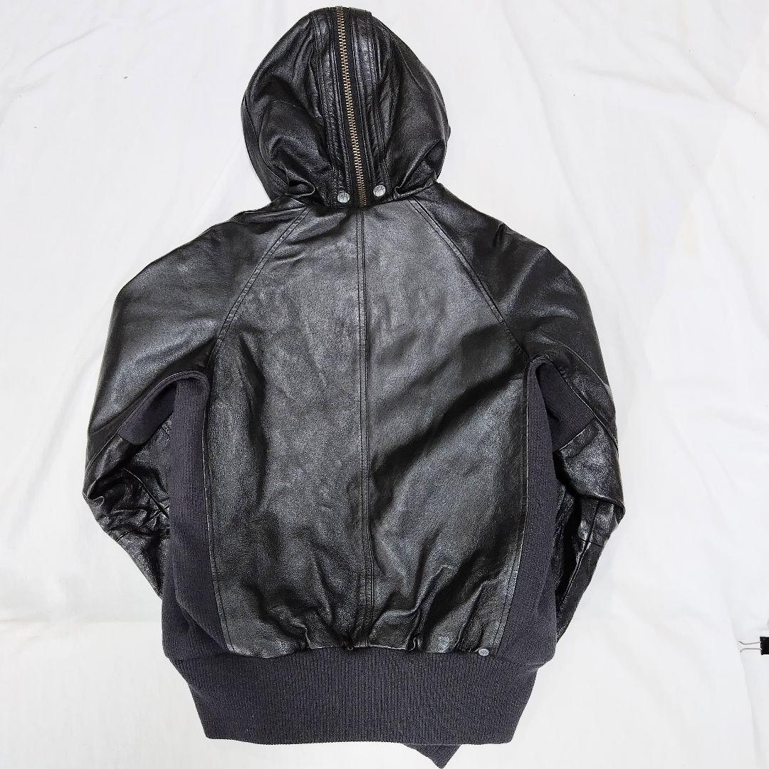 PUMA Clydeフード付きレザージャケット サイズUSM　フライトジャケット