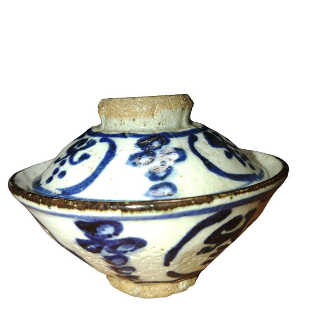 清水六兵衛　文字文蓋茶碗　骨董