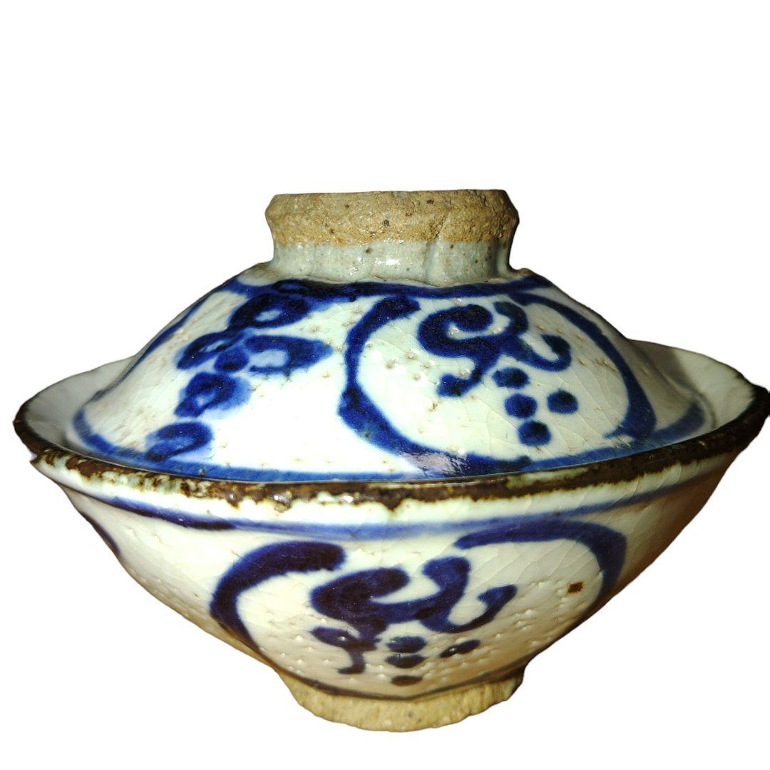 清水六兵衛　文字文蓋茶碗　骨董