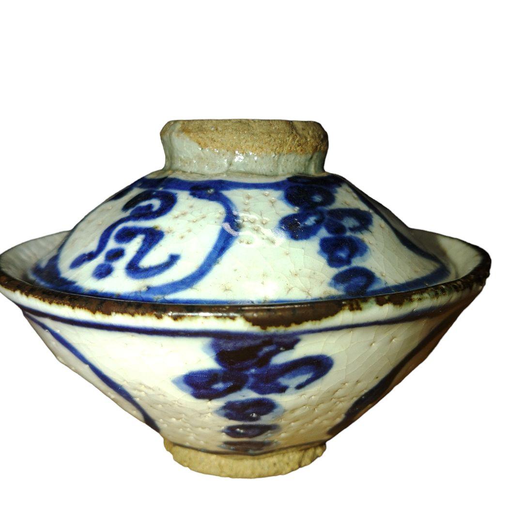 清水六兵衛　文字文蓋茶碗　骨董