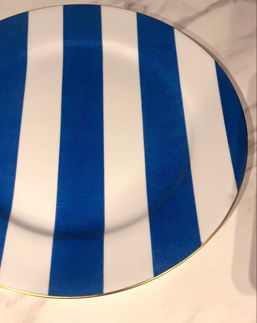 MarieDaage リモージュ　30センチプレート　ストライプ　ブルー