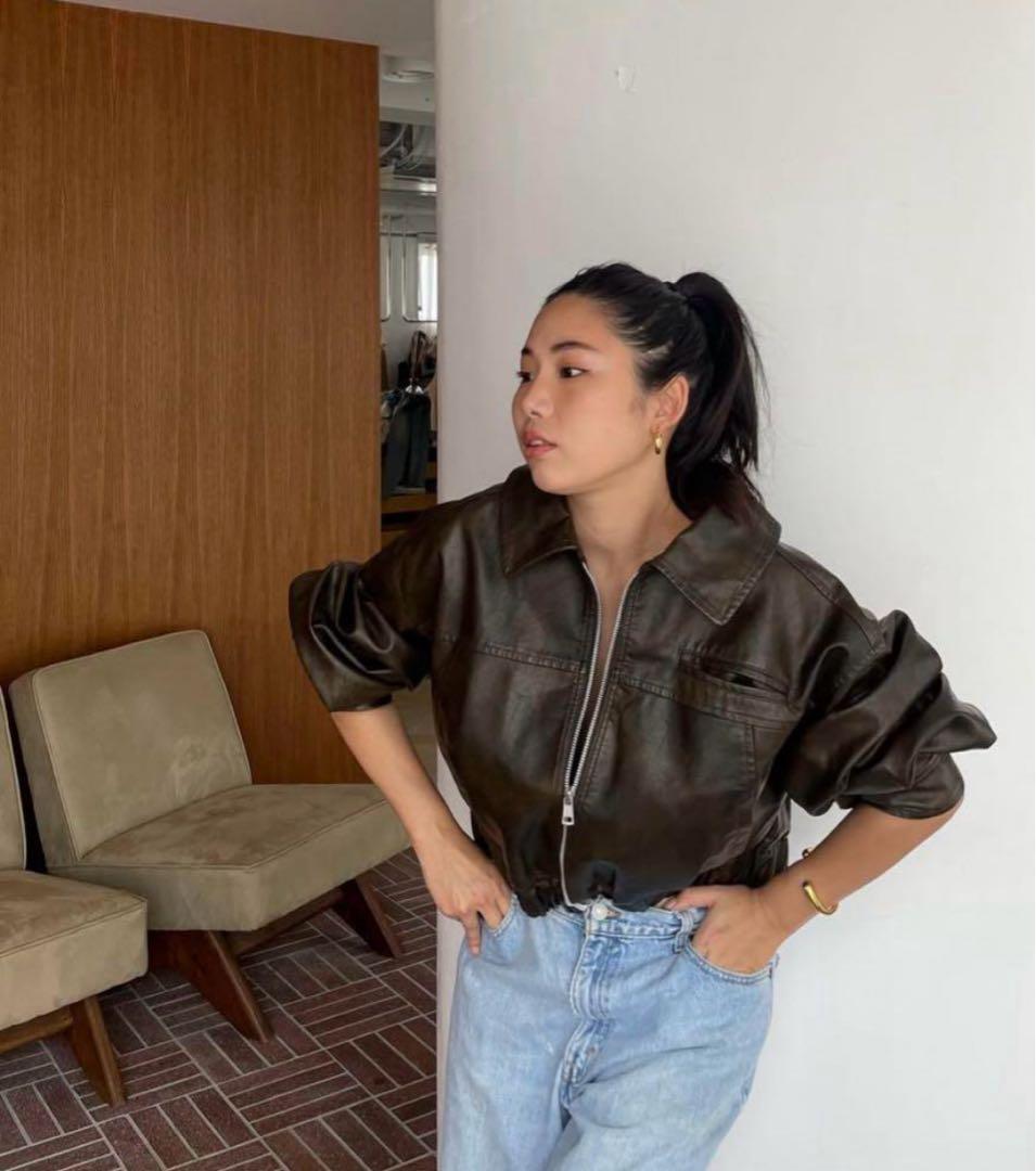 ブラウンレザージャケットシールームリンあおいコラボCOELIE コエリー